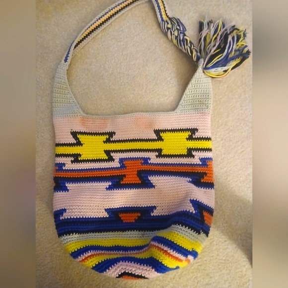 THE SAK ORIGINALS FUN MULTI-COLORED CROCHETED LIMITED HOBO/BOHO SHOULDER BAG FL - Picture 1 of 7